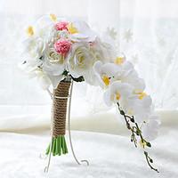 Wedding Flowers Free-form Cascade Roses Lilies Peonies Bouquets Wedding Party/ EveningPolyester Satin Taffeta Lace Spandex Dried Flower