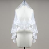 Wedding Veil One-tier Blusher Veils Fingertip Veils Lace Applique Edge Tulle