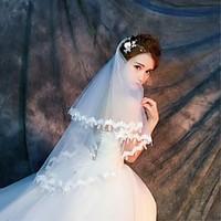 Wedding Veil One-tier Elbow Veils Fingertip Veils Lace Applique Edge Tulle Lace