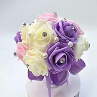 wedding flowers round roses bouquets wedding party evening satin foam  ...