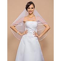 Wedding Veil One-tier Elbow Veils Ribbon Edge 55.12 in (140cm) Tulle White A-line, Ball Gown, Princess, Sheath/ Column, Trumpet/ Mermaid