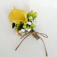 Wedding Flowers Free-form Lilies Peonies Boutonnieres Wedding Party/ Evening Yellow Polyester