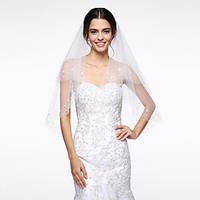 Wedding Veil Two-tier Elbow Veils Beaded Edge Net