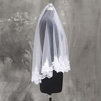 wedding veil one tier fingertip veils lace applique edge tulle netting