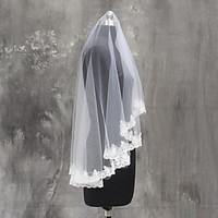 wedding veil one tier fingertip veils lace applique edge tulle netting