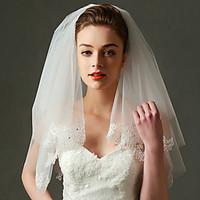 wedding veil one tier fingertip veils lace applique edge tulle