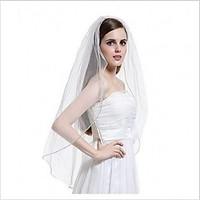 Wedding Veil One-tier Elbow Veils Fingertip Veils Beaded Edge Tulle