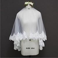 wedding veil two tier elbow veils fingertip veils lace applique edge t ...