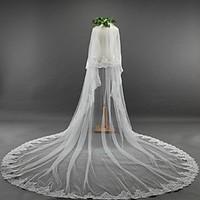 Wedding Veil Two-tier Blusher Veils Elbow Veils Cathedral Veils Lace Applique Edge Tulle Lace