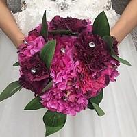 wedding flowers round roses bouquets wedding party evening satin 984ap ...