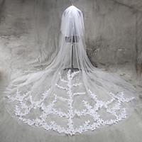 Wedding Veil Two-tier Cathedral Veils Cut Edge Tulle