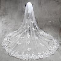 Wedding Veil Two-tier Cathedral Veils Lace Applique Edge Tulle