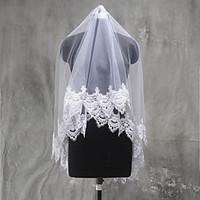 Wedding Veil One-tier Elbow Veils Fingertip Veils Lace Applique Edge Tulle