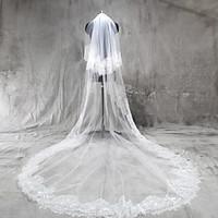 Wedding Veil Two-tier Cathedral Veils Lace Applique Edge Tulle