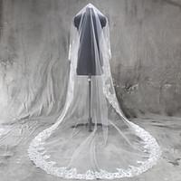 wedding veil one tier fingertip veils cathedral veils lace applique ed ...