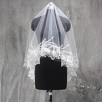 Wedding Veil One-tier Elbow Veils Fingertip Veils Lace Applique Edge Tulle