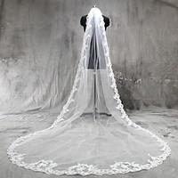 Wedding Veil One-tier Cathedral Veils Lace Applique Edge Tulle