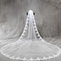 wedding veil one tier cathedral veils lace applique edge tulle