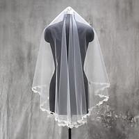 Wedding Veil One-tier Elbow Veils Fingertip Veils Lace Applique Edge Tulle