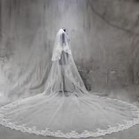 Wedding Veil Two-tier Cathedral Veils Lace Applique Edge Tulle