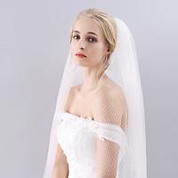 wedding veil two tier fingertip veils cut edge tulle net