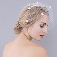 wedding veil one tier blusher veils cut edge net handmade flower new