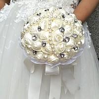 Wedding Flowers Round Roses Bouquets Wedding / Party/ Evening Satin / Silk / Bead / Rhinestone