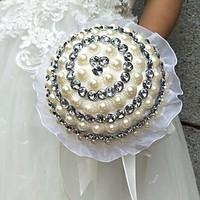 Wedding Flowers Round Roses Bouquets Wedding / Party/ Evening Satin / Silk / Bead / Rhinestone