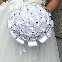 wedding flowers round roses bouquets wedding party evening satin silk  ...