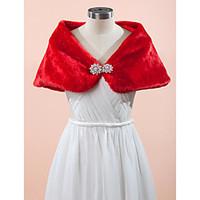 Wedding Wraps Capelets Sleeveless Faux Fur White / Champagne / Red Wedding / Party/Evening Rhinestone Clasp