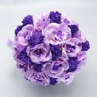 Wedding Flowers Round Roses Bouquets Wedding Party/ Evening Satin Cotton Purple 9.84\