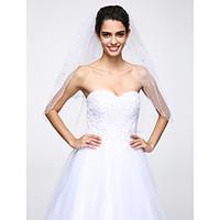 Wedding Veil Two-tier Elbow Veils Beaded Edge Net