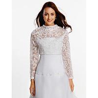 Wedding Wraps Coats/Jackets Long Sleeve Lace White Wedding Party/Evening Lace Zipper Clasp