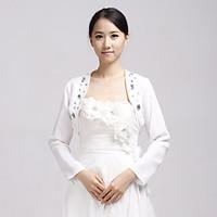 Wedding Wraps Coats/Jackets Long Sleeve Chiffon White Wedding / Party/Evening / Casual T-shirt Crystal Open Front