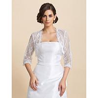 Wedding Wraps Coats/Jackets Half-Sleeve Lace White Wedding / Party/Evening / Casual T-shirt Open Front