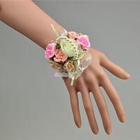 Wedding Flowers Hand-tied Roses Wrist Corsages Wedding White Tulle / Lace / Bead