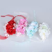 Wedding Flowers Hand-tied Roses Wrist Corsages Wedding White Tulle / Lace / Bead