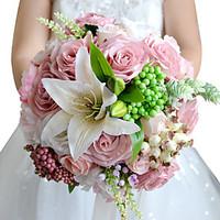 Wedding Flowers Round Roses Lilies Bouquets Wedding Party/ Evening Polyester Satin Dried Flower 9.06\