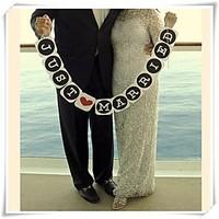 wedding dcor popular just married with red heart photo prop banner bun ...