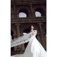 wedding veil one tier cathedral veils lace applique edge 19685 in 500c ...