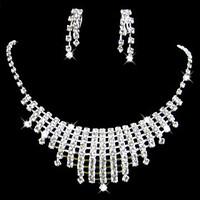 Wedding Bridal Bridesmaid Crystal Necklace Earrings Jewelry Set