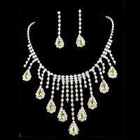 Wedding Bridal Bridesmaid Crystal Necklace Earrings Jewelry Set