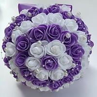 wedding flowers round roses bouquets wedding party evening satin foam  ...