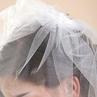 wedding veil one tier blusher veils cut edge 10 20cm tulle white ivory ...