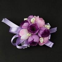 Wedding Flowers Free-form Wrist Corsages Wedding Satin Cotton Yellow Fuchsia Green Purple