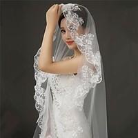 Wedding Veil One-tier Cathedral Veils Lace Applique Edge 118.11 in (300cm) Tulle