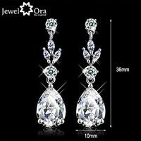 Wedding Vivid CZ Stone Rhodium Plated Jewelry Sparkling Lady Drop Earrings For Women