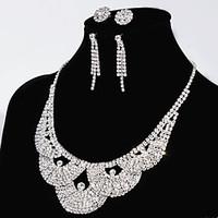 Wedding Jewelry Elegant Marvelous Ladies Necklace and Earrings Jewelry Set 2 Pairs of Earrings 1 Crystal Necklace