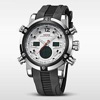 WEIDE Men\'s Brand Luxury Analog Digital Double Time Black Rubber Quartz Watch Cool Watch Unique Watch Fashion Watch