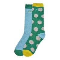 Weird Fish Park Fluffy Socks 2 Pack Fir Green Size 4-7